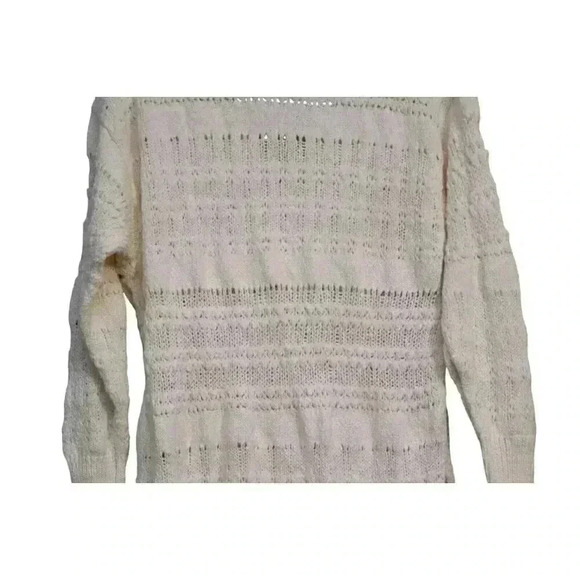 Free People Tunic Sweater Blouse Size Small Ivory Open Knit Boho Oversized Cozy - Picture 9 of 12